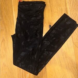 SPANX Black Camo Feaux leather Leggings